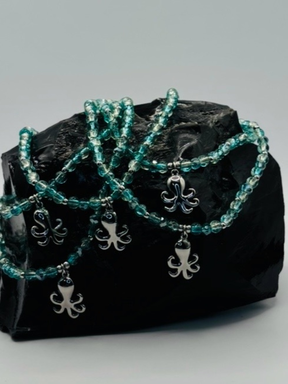 *ANKLET* Silver Octopus with Crystal Stretchy Anklet